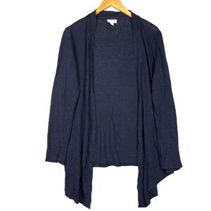 J. Jill 100% Linen Cardigan Women’s Small Navy Blue Open Front Drape Lightweight